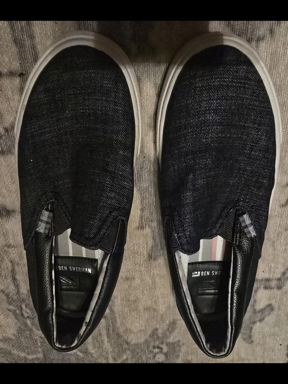 Ben Sherman Black Slip-On Kids Sneakers with White Sole